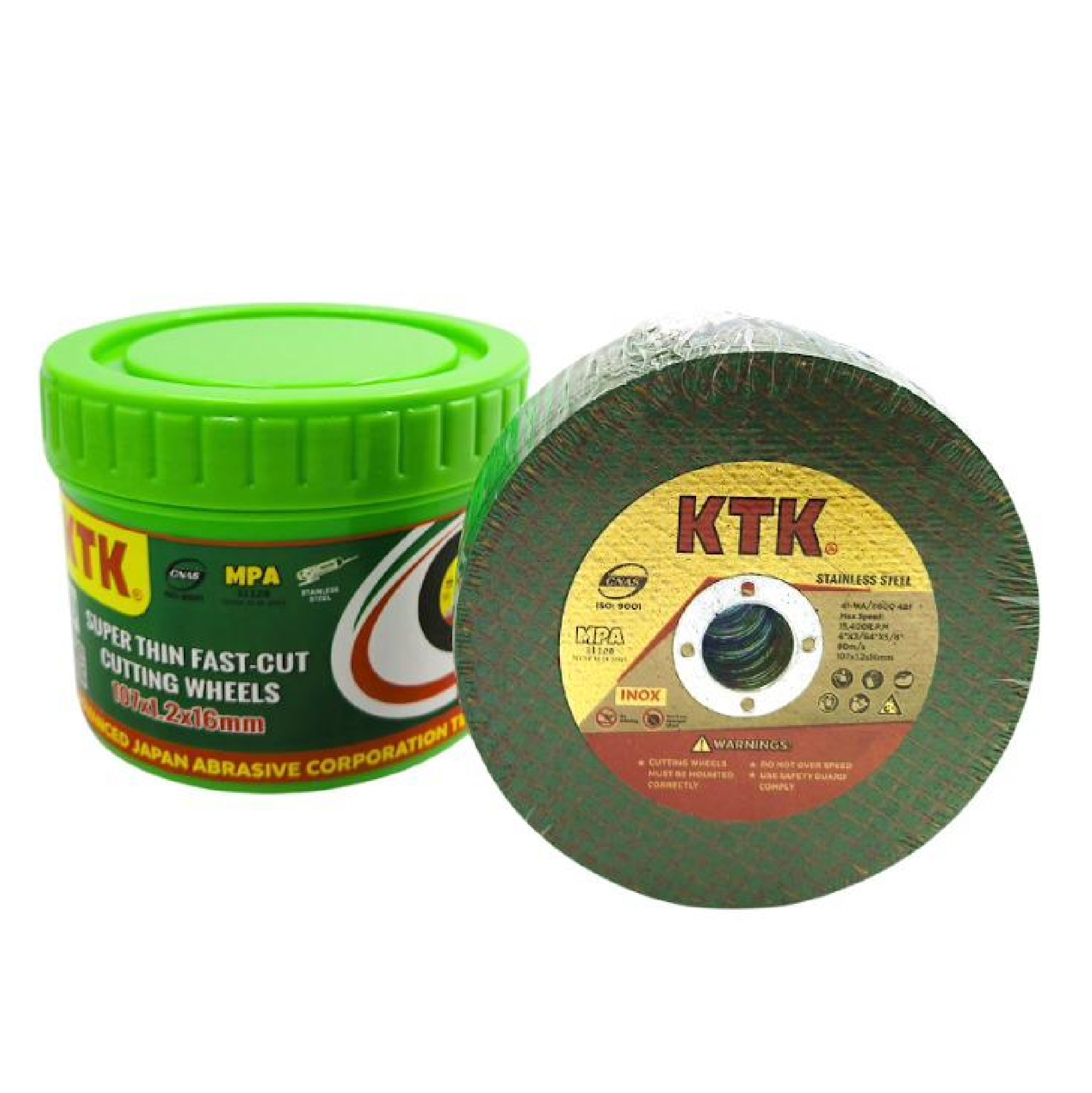 KTK 4"/100MM 1.2MM GREEN Double Netted Cutting Disc For STAINLESS STEEL 50PC/BOX